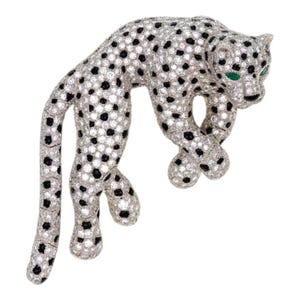Panthere Brooche Sterling Silver 925 Cz  Diamond Handmade Items Brooche