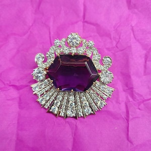 Brooche Amethyst Diamond Silver purity 925 Queen Elizabeth Brooche