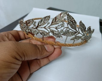 Rose Cut Diamond Crowns/ Tiaras 11.20ct Natural Diamond Tiara Sterling Silver 92.5% Handmade items Tiaras
