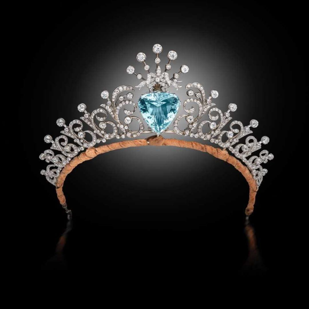 Antique Aquamarine Cz Diamond Tiara Metal Brass Handmade Items Tiara women gifts