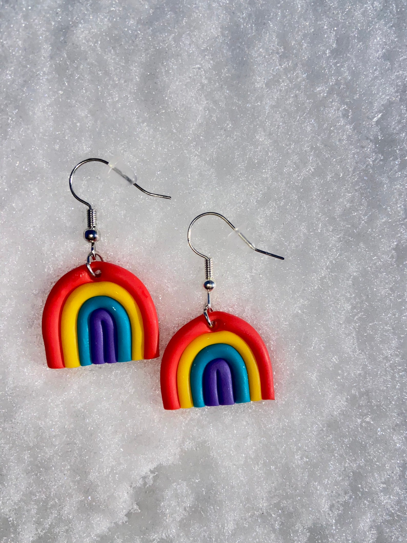 Classic rainbow earrings polymer clay earrings statement Etsy