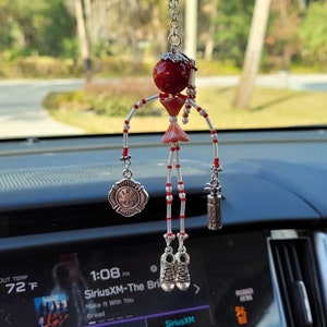 Fire Fighters Kick Ash! Beaded personality charm doll for your rear view mirror or purse clip