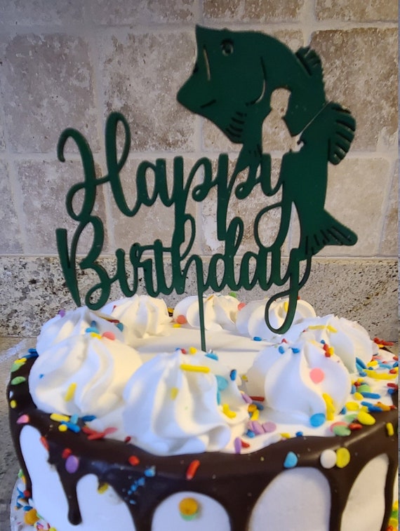 Man Fishing Cake Topper can Be Personalized 
