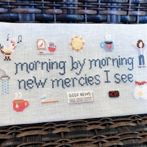 Christian Cross Stitch Pattern, Morning Mercies, Instant Download PDF Inspired by the hymn Great is Thy Faithfulness image 2