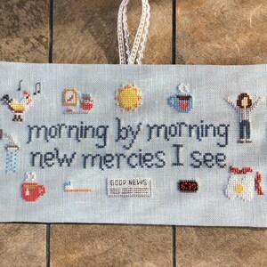 Christian Cross Stitch Pattern, Morning Mercies, Instant Download PDF Inspired by the hymn Great is Thy Faithfulness image 3