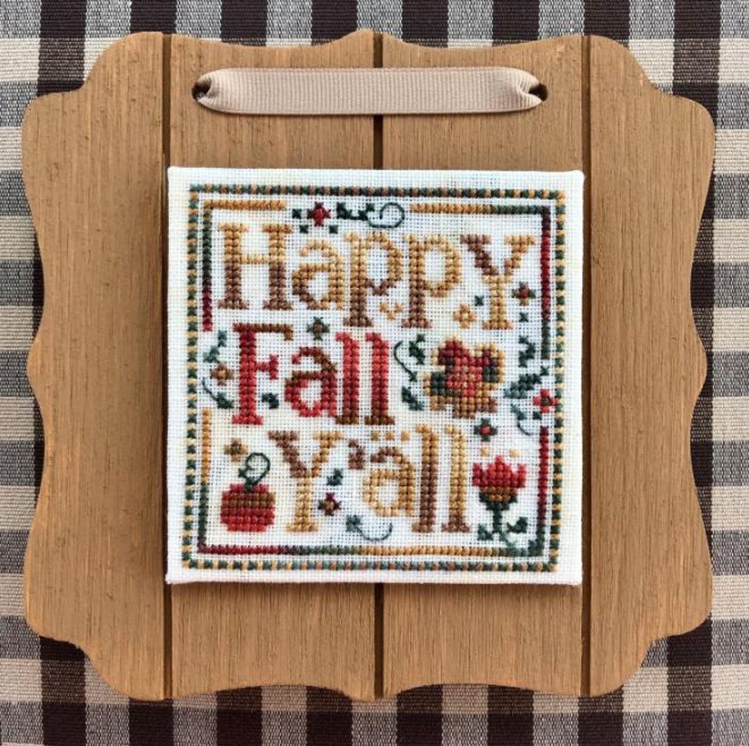 Fall Crosshatch Autumn Cross Stitch Pattern - Happy Fall Y'all - PDF Chart - Fall ...