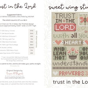Christian Cross Stitch Pattern, Proverbs 3:5 - Trust in the Lord ...