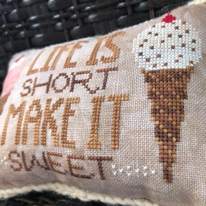 Life Is Short Make It Sweet Cross Stitch Pattern Ice Cream, Summer, Strawberry, Chocolate Chip, Caramel Instant Download PDF image 5