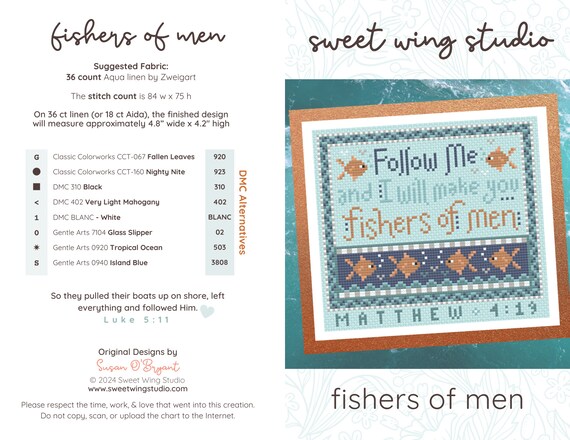 Christian Cross Stitch Pattern - Fishers of Men - Matthew 4:19