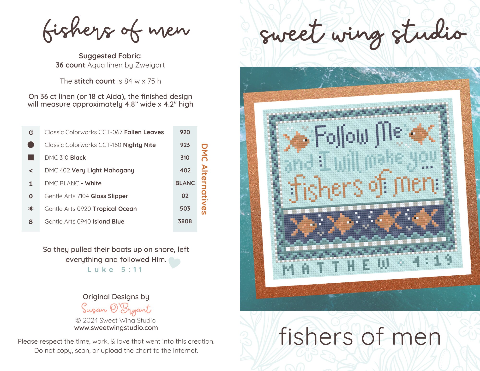 Christian Cross Stitch Pattern - Fishers of Men - Matthew 4:19