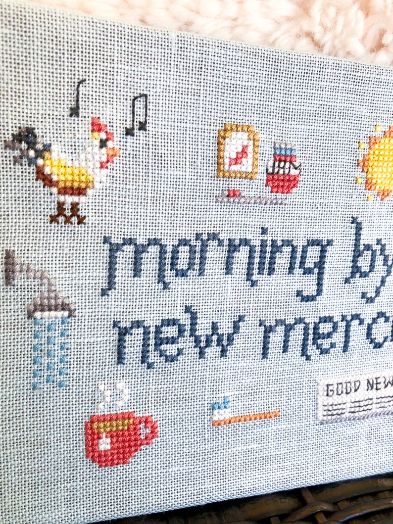 Christian Cross Stitch Pattern, Morning Mercies, Instant Download PDF Inspired by the hymn Great is Thy Faithfulness image 4