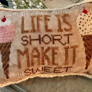 Life Is Short Make It Sweet Cross Stitch Pattern Ice Cream, Summer, Strawberry, Chocolate Chip, Caramel Instant Download PDF image 6