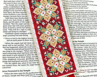 Marque-page de tapisserie de Noël - modèle de point de croix - PDF à téléchargement immédiat - géométrique, design, couleurs traditionnelles, vacances, cadeau, ornement