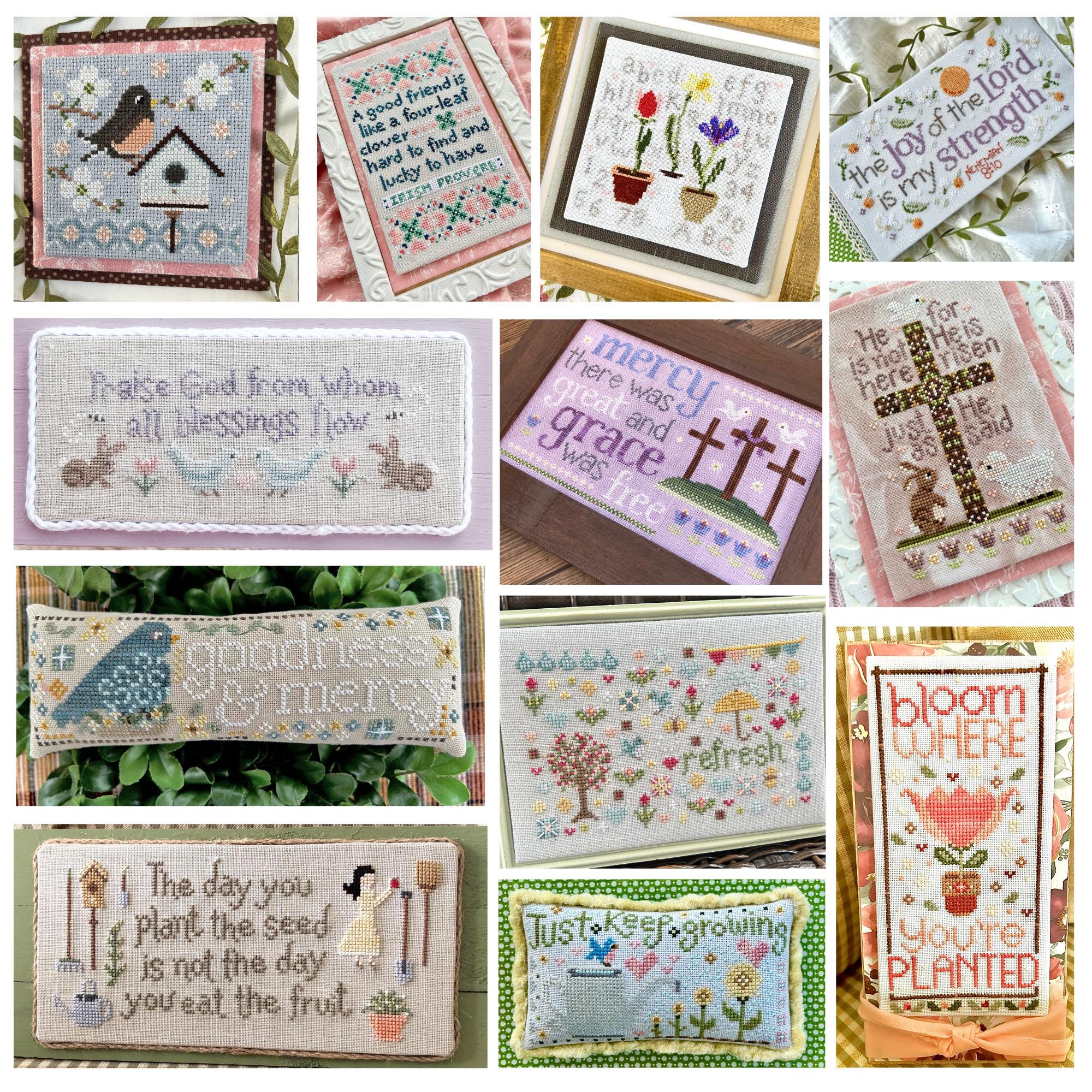 Spring and Easter Cross Stitch Pattern Bundle - 12 PDF Charts - Bloom ...