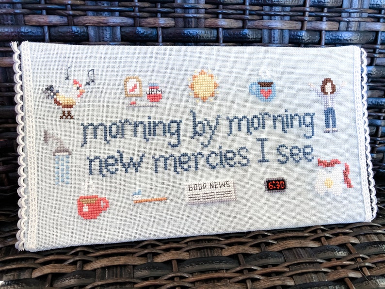 Christian Cross Stitch Pattern, Morning Mercies, Instant Download PDF Inspired by the hymn Great is Thy Faithfulness image 2