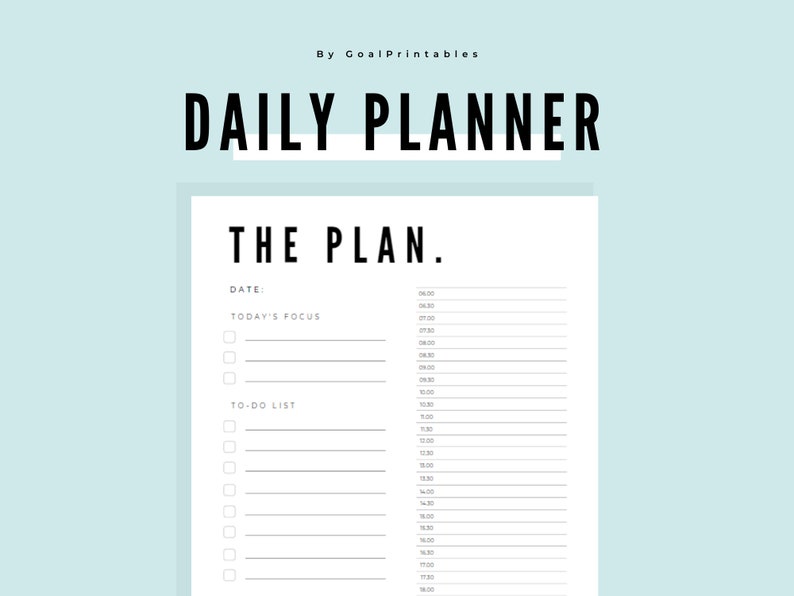 Minimalist Daily Planner Printable Goal Setting A4 Size image 0