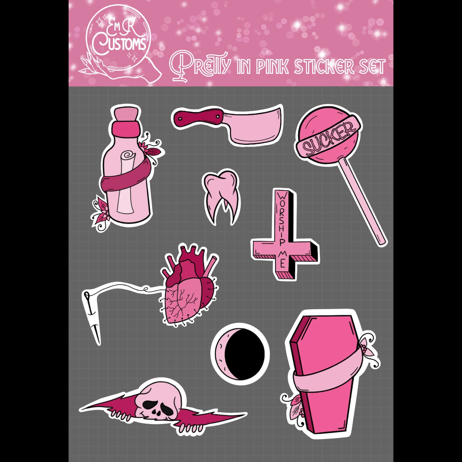 Pink pastel goth decal laptop stickers cute decorative | Etsy