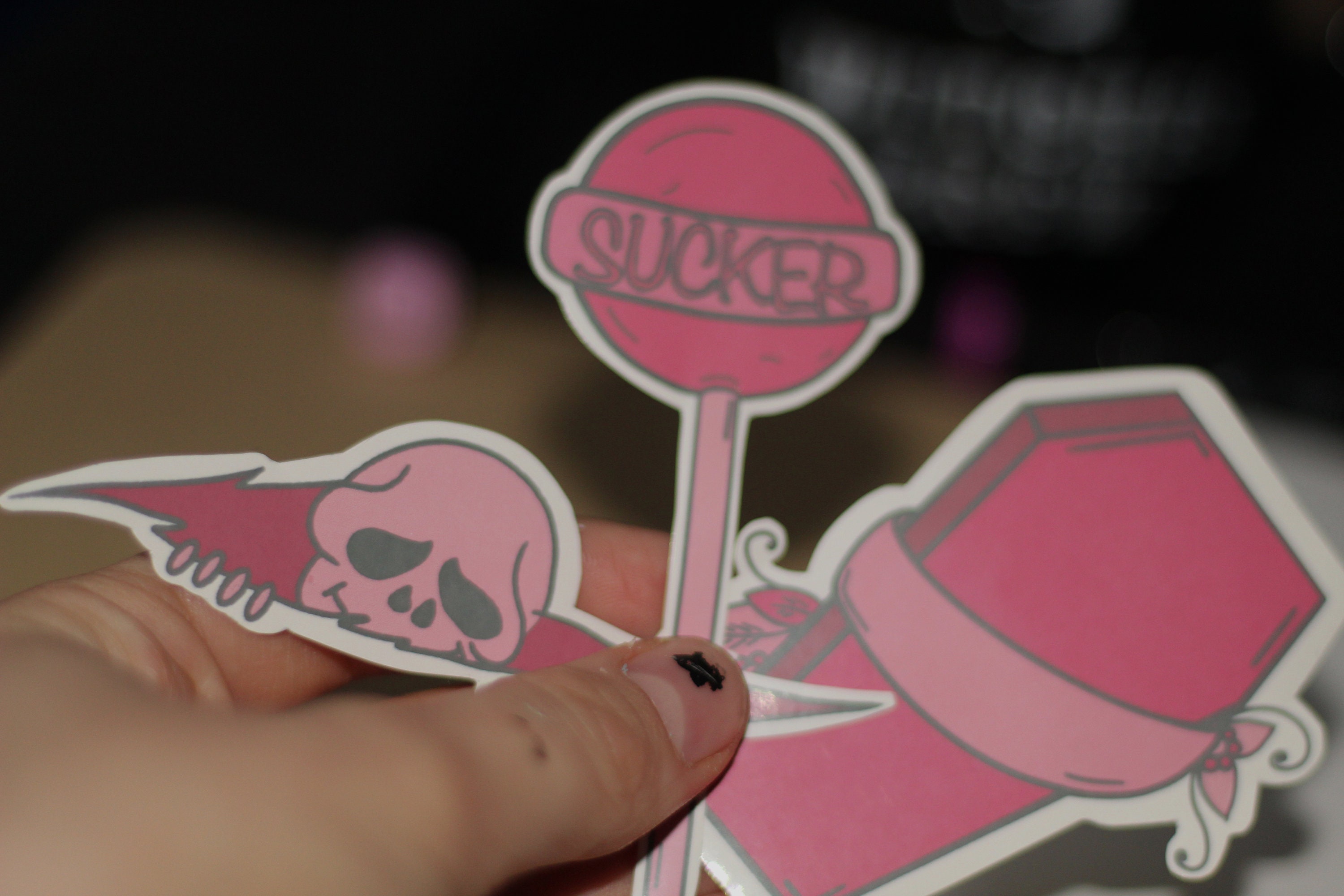 Pink pastel goth decal laptop stickers cute decorative Etsy