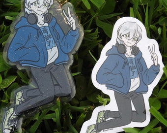 3” Hoodie Ashe acrylic charm/2.5” vinyl sticker