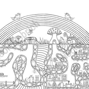 Fairies and Unicorns Hidden Homes - Printable Adult Coloring Page - Instant Download Adult Coloring Book - Instant Print Kids Coloring Page