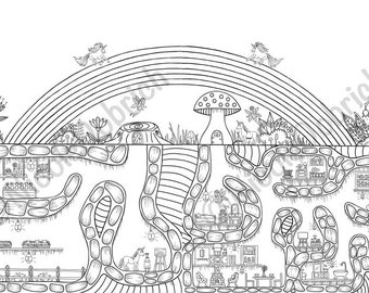 Feen und Einhörner Versteckte Häuser Malseite - Printable Fantasy (PDF)