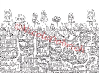 Wichtel-Unterwelt-Haus Malseite - Printable Kids & Erwachsene (Instant Download)