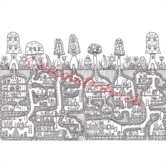 Gnomes Underground Home Printable Adult Coloring Page - Etsy UK Gnomes Underground Home Printable Adult Coloring Page - Etsy UK