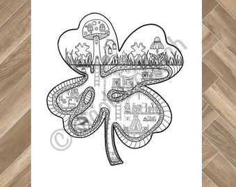 St Patrick's Day Clover Gnom Home Malseite zum Ausdrucken (Digitaler Download)