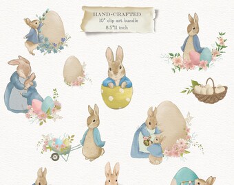 Announcement Clipart Easter clipart, Peter Rabbit, Woodland Animal for Baby Clothes Fabric and Scrapbook, Digital Download, Commercial Use