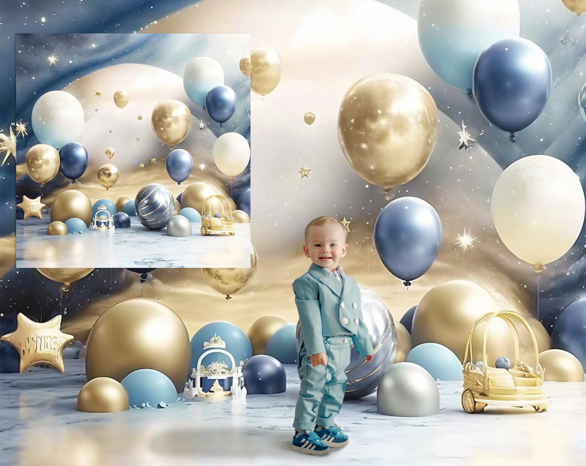 5 X Outer Space Backdrop, Cake Smash Backdrop, Boys Birthday Digital ...