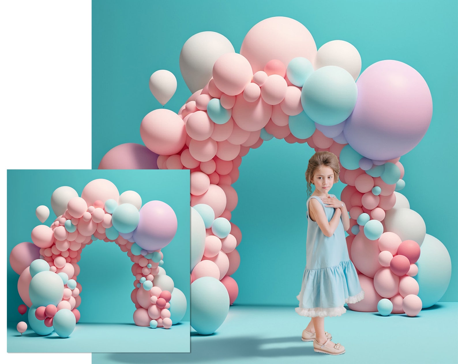 4 X Balloon Digital Backgrounds, Birthday Digital Backdrop,