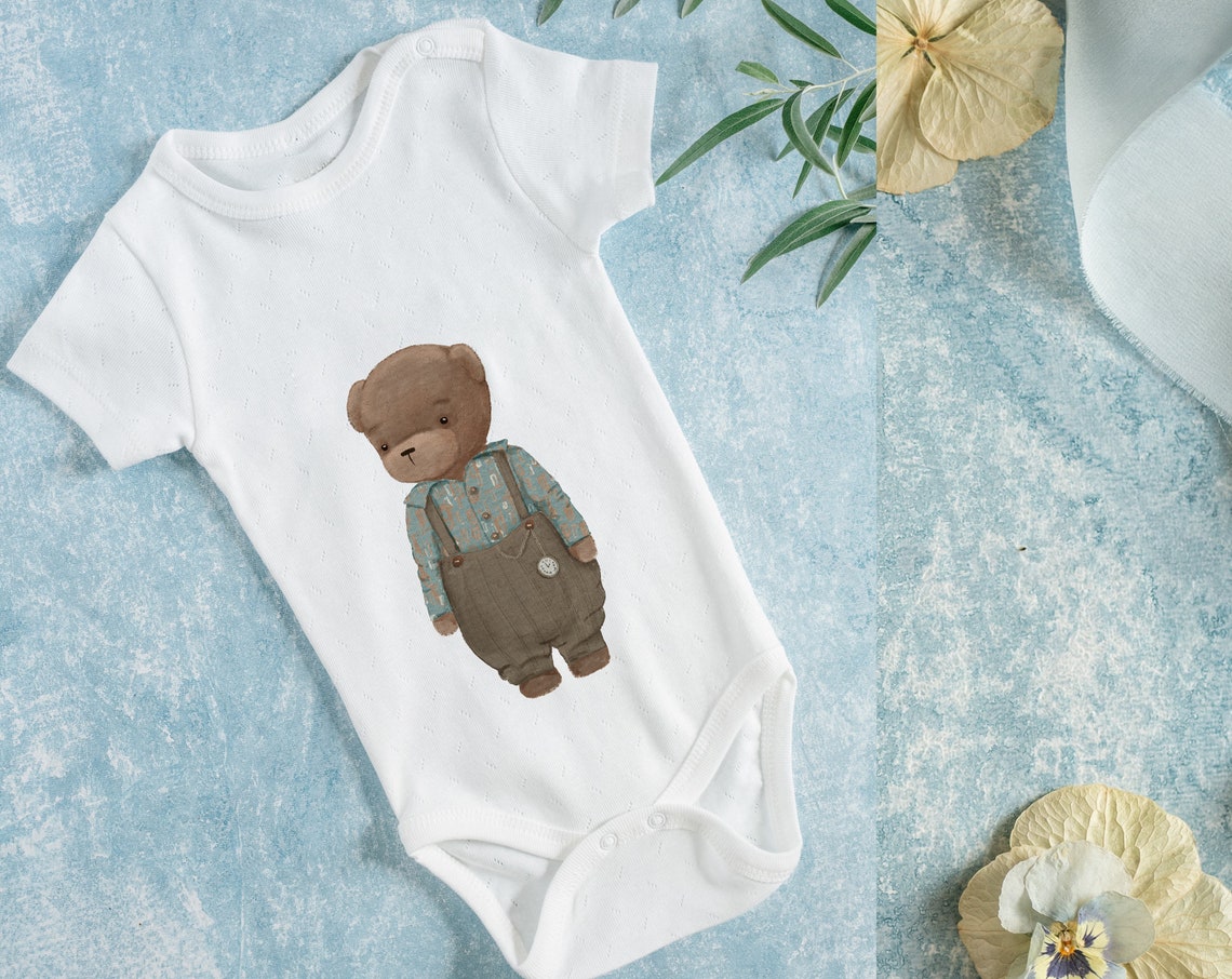 Vintage Teddy Bear Clipart Baby Birthday Invitation Greeting - Etsy