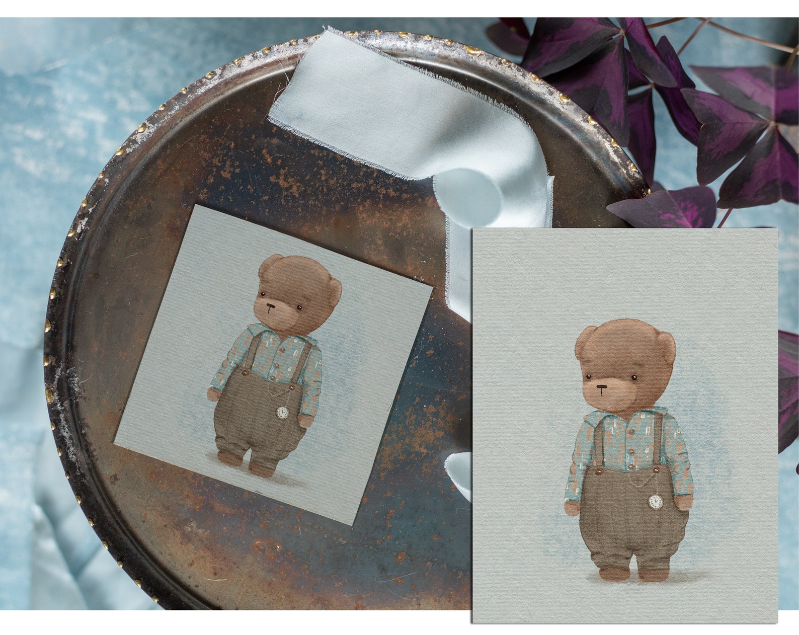 Vintage Teddy Bear Clipart Baby Birthday Invitation Greeting - Etsy