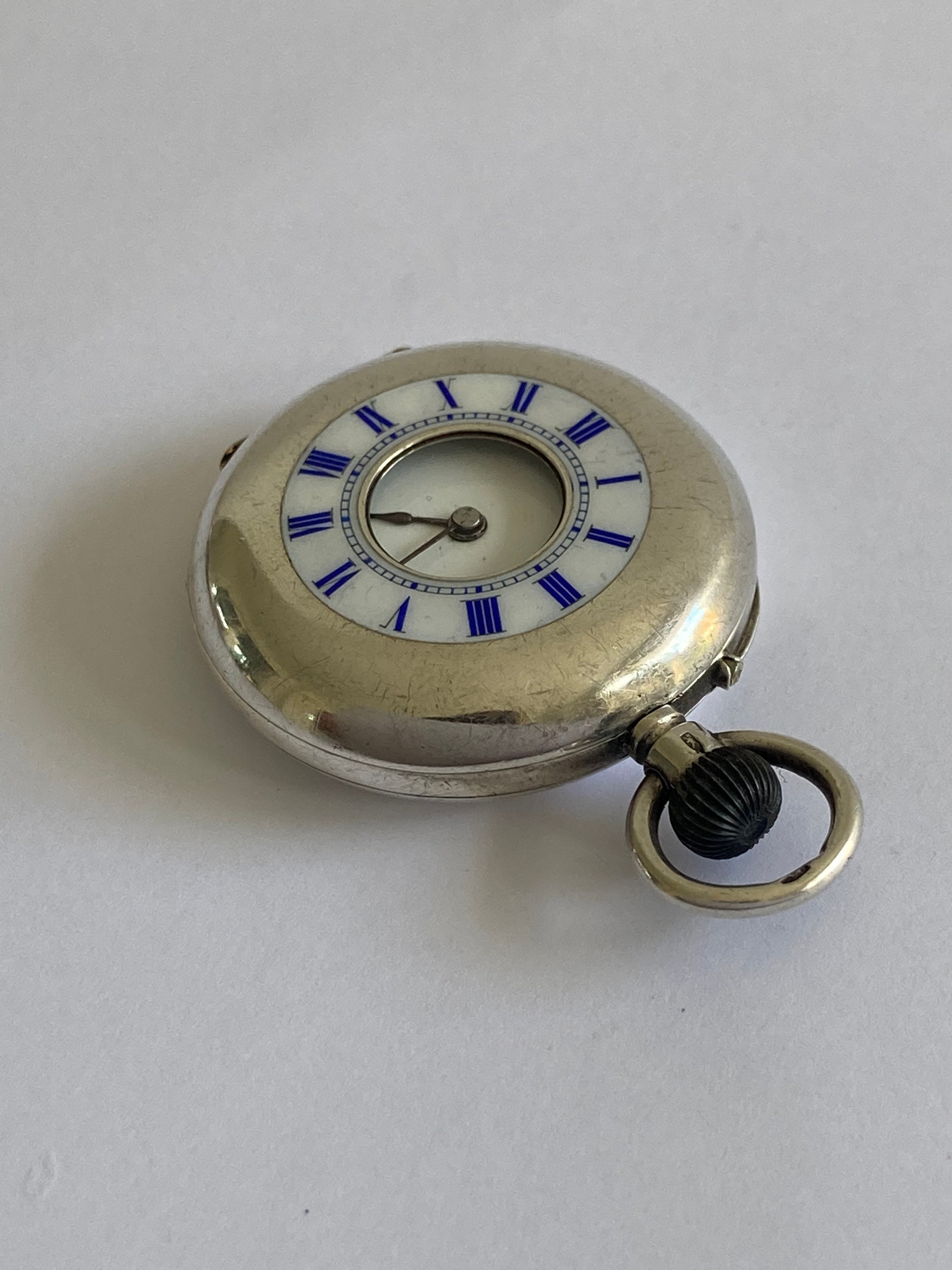 ANTIQUE Ladies Solid Silver Half Hunter Victorian Fob Pocket