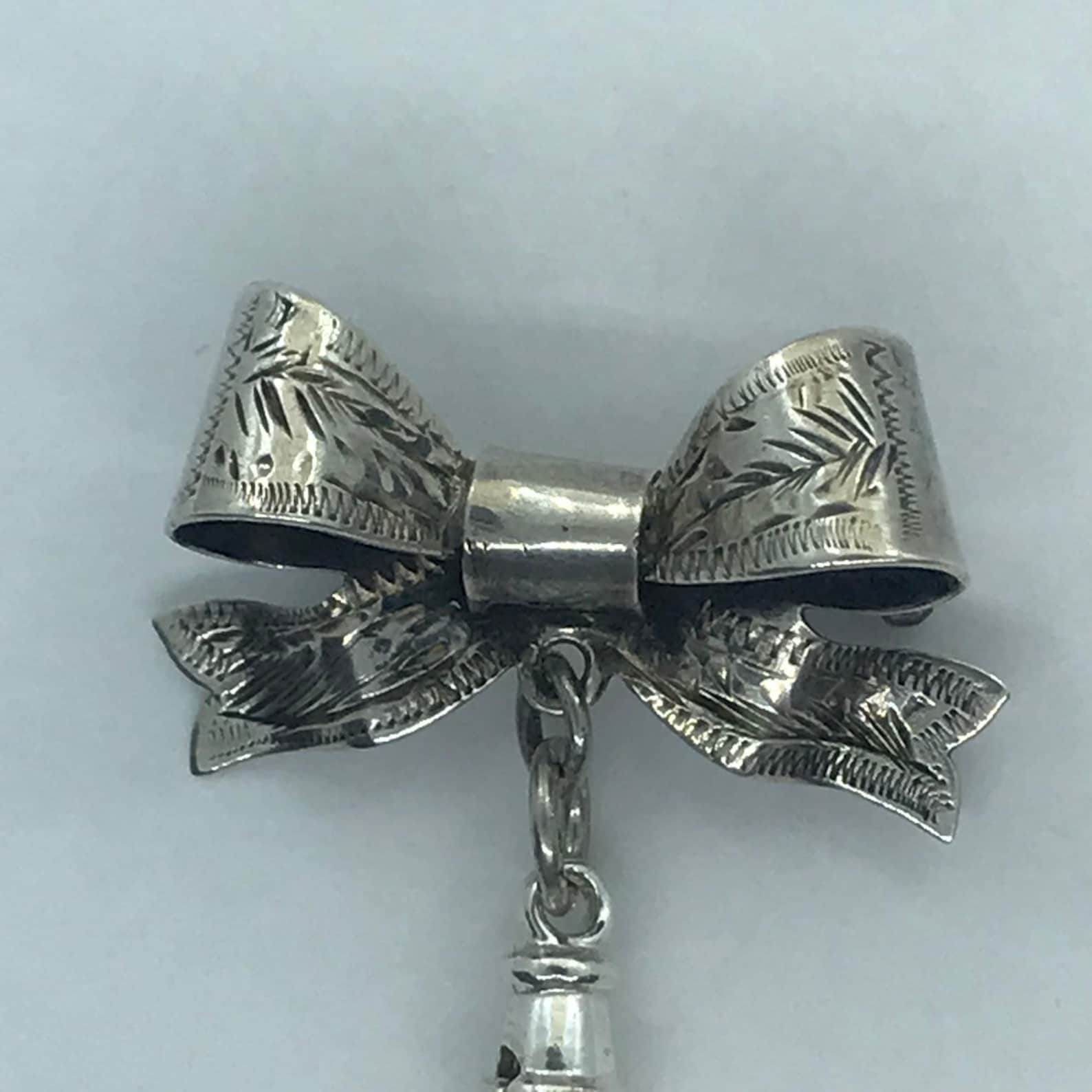 Solid Silver Watch Bow Brooch for Fob/Pocket Watch. Hallmarked Etsy