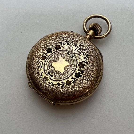 ANTIQUE Ladies 14k Gold Decorative Enamel Cased Fob pocket Watch