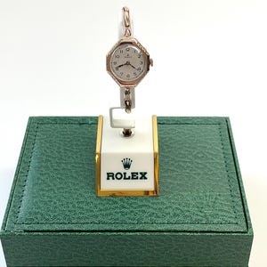 ROLEX Ladies All 9ct Rose Gold Wristwatch with Decorative Engraved Octagonal Front Bezel. Hallmarked Glasgow 1922. REF No. 858