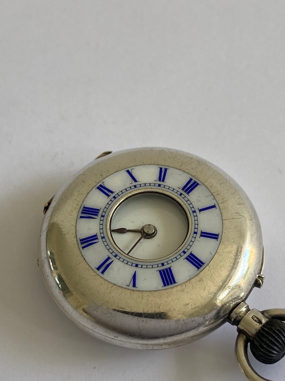 ANTIQUE Ladies Solid Silver Half Hunter Victorian… - image 4