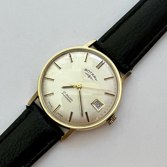 ROTARY Calendar Gents 9ct Gold Vintage Wristwatch. Hallmarked