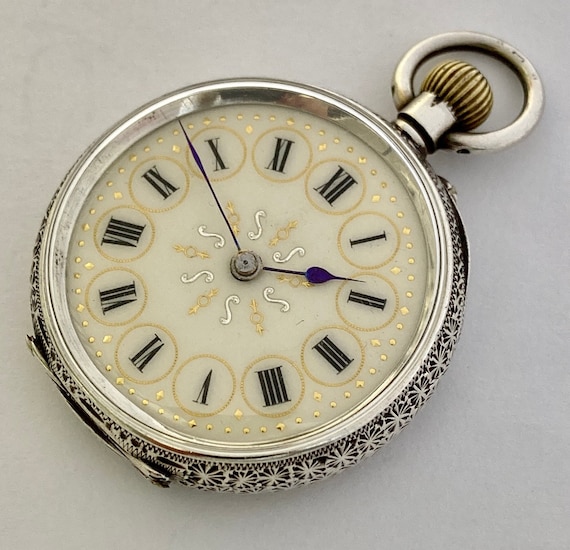 ANTIQUE Ladies Pretty Dial Solid Silver Victorian… - image 3