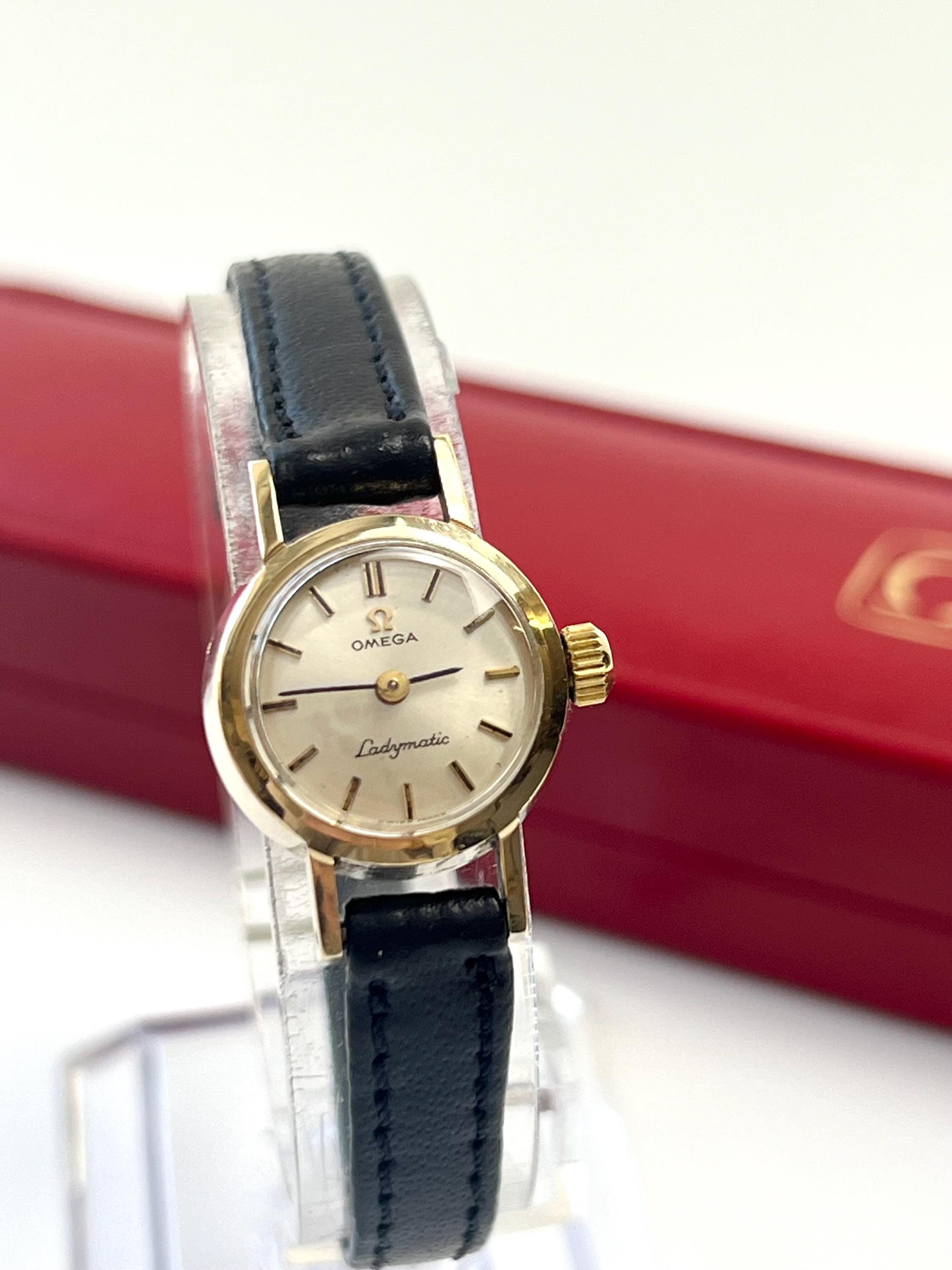 OMEGA Ladymatic Vintage Wristwatch on Black Leather Strap