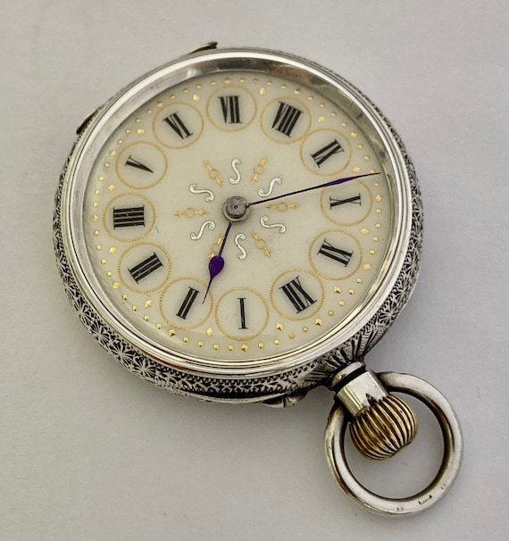 ANTIQUE Ladies Pretty Dial Solid Silver Victorian… - image 4