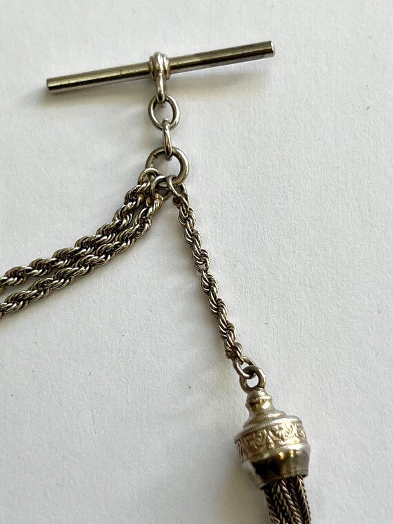 ANTIQUE Solid Silver Victorian Albertina Chain Fo… - image 4