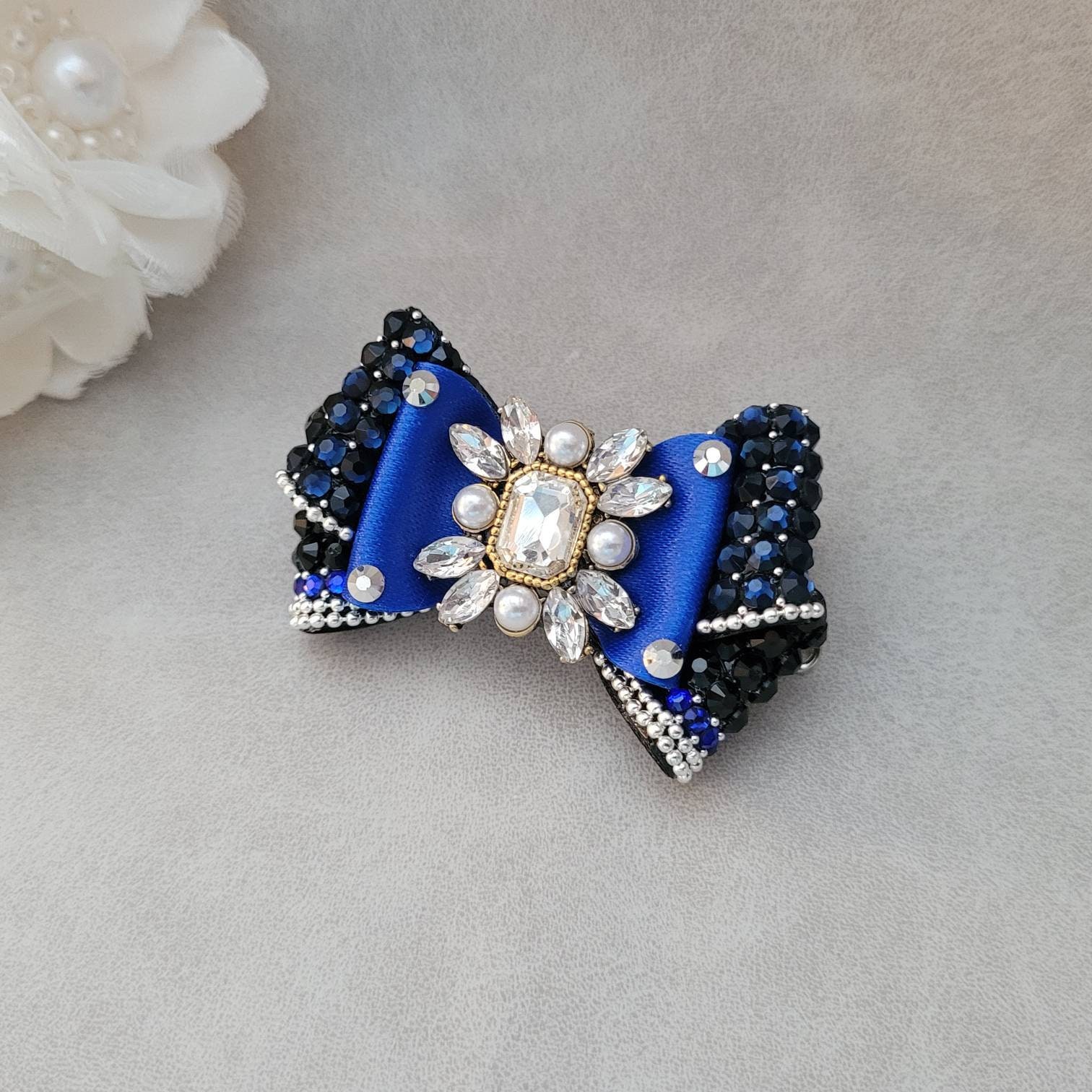 Top Knot Dog Bow With Crystal Central. Show Bow for Dog. Etsy