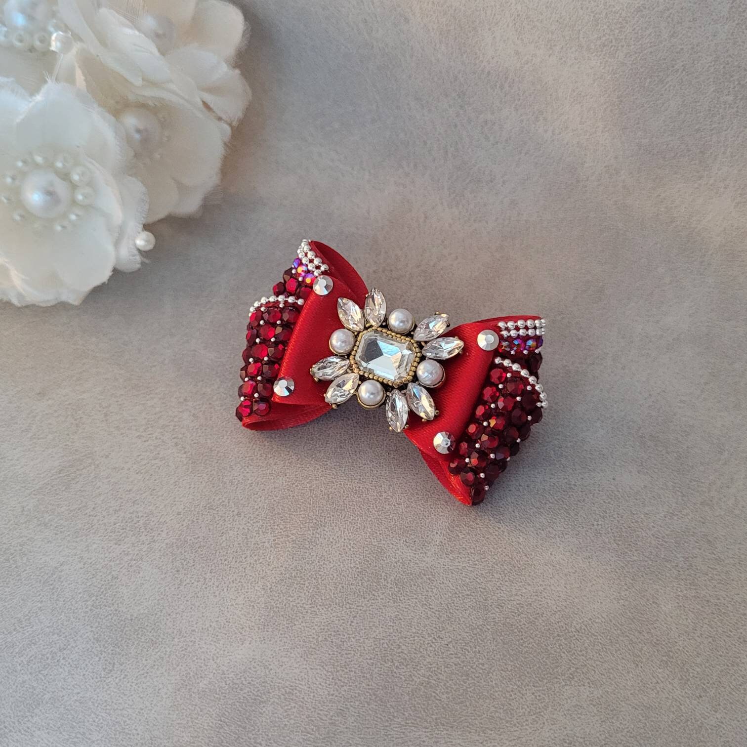 Top Knot Dog Bow With Crystal Central. Show Bow for Dog. Etsy