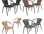 2 PACK Indoor or Outdoor Patio Stackable Dining Chair with Metal Frame and All Weather Rattan Seat and Back -Commercial Quality