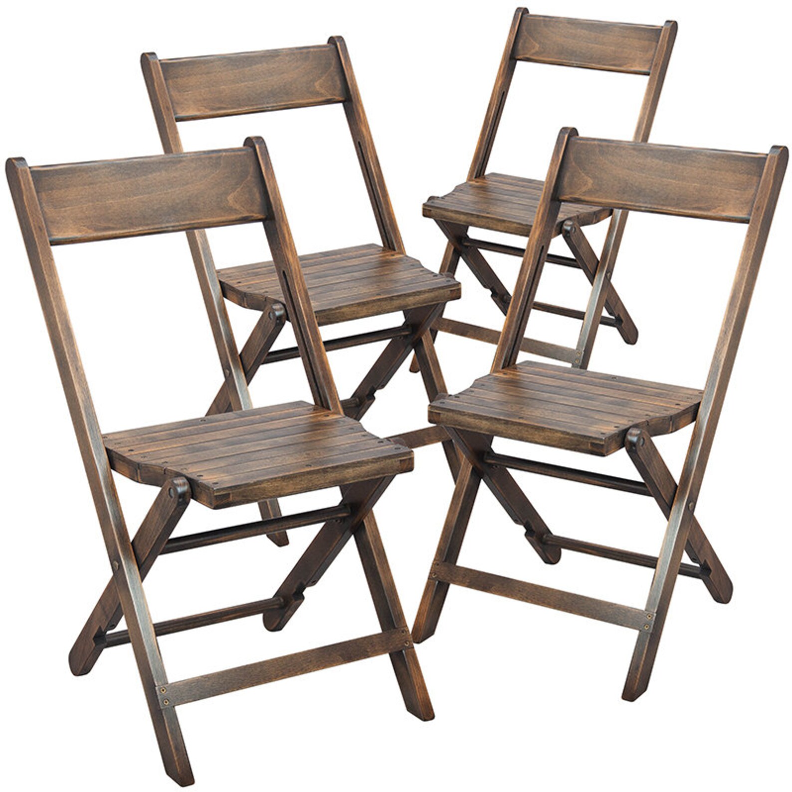 4 PACK Farm Rustic Slatted Antique Black Wood Folding Chair Etsy