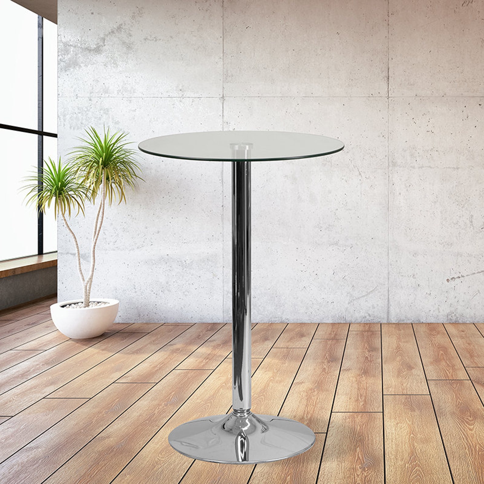 23.75'' Round Glass Cocktail Table with Chrome Base Etsy