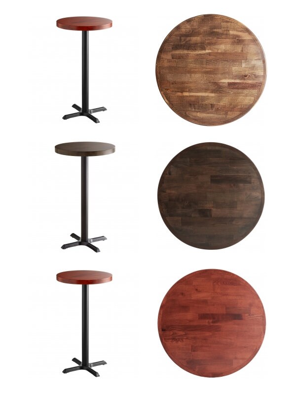 24 Round Bar Height Table with Base in Recycled Wood Etsy