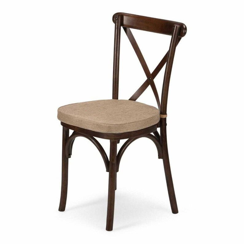 Cross Back Chair Seat Cushion with Velcro Ties in Burlap Etsy